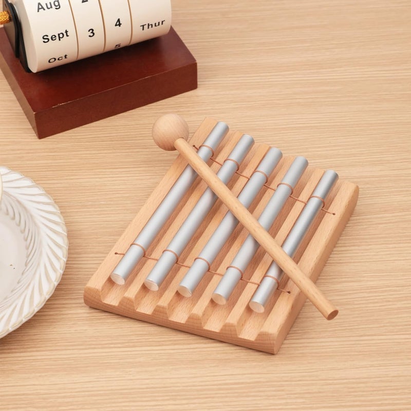 Aemrovi 5-Tone Hand Chime with Mallet - Handheld Percussion Instrument with Mallet for Mindfulness, Yoga, Classroom Management and Focus Training - Image 2